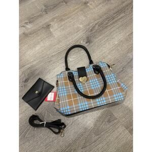 NEW Plaid Women's Bag Blue Mustard Black